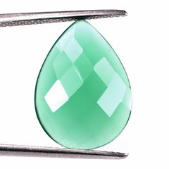 GREEN ONYX CHECKER PEAR CAB 18X13MM 5.58 Cts.