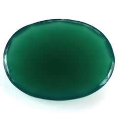 GREEN ONYX ROSE CUT OVAL CAB 20X15MM (MEDIUM/CLEAN) 10.07 Cts.