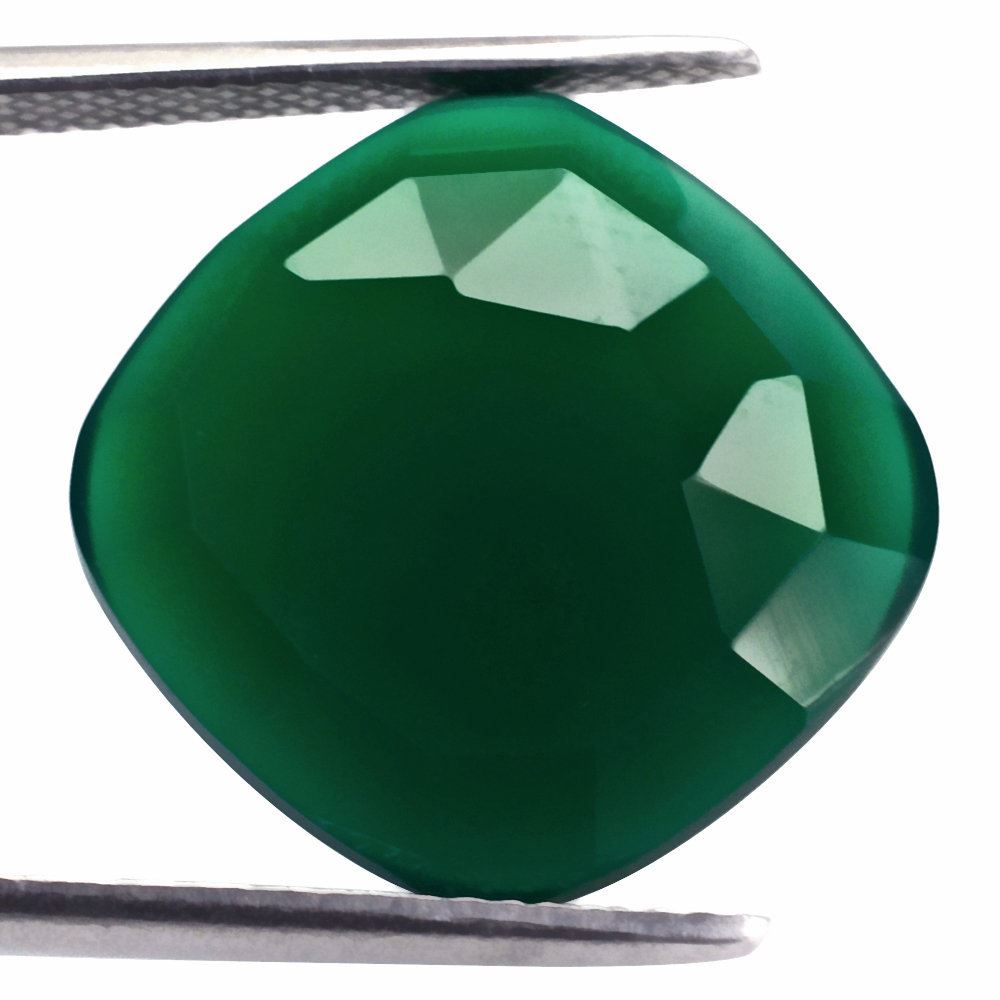 GREEN ONYX ROSE CUT CUSHION CAB 16MM 8.50 Cts.