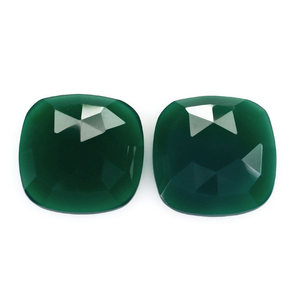 GREEN ONYX ROSE CUT CUSHION CAB 16MM 8.50 Cts.