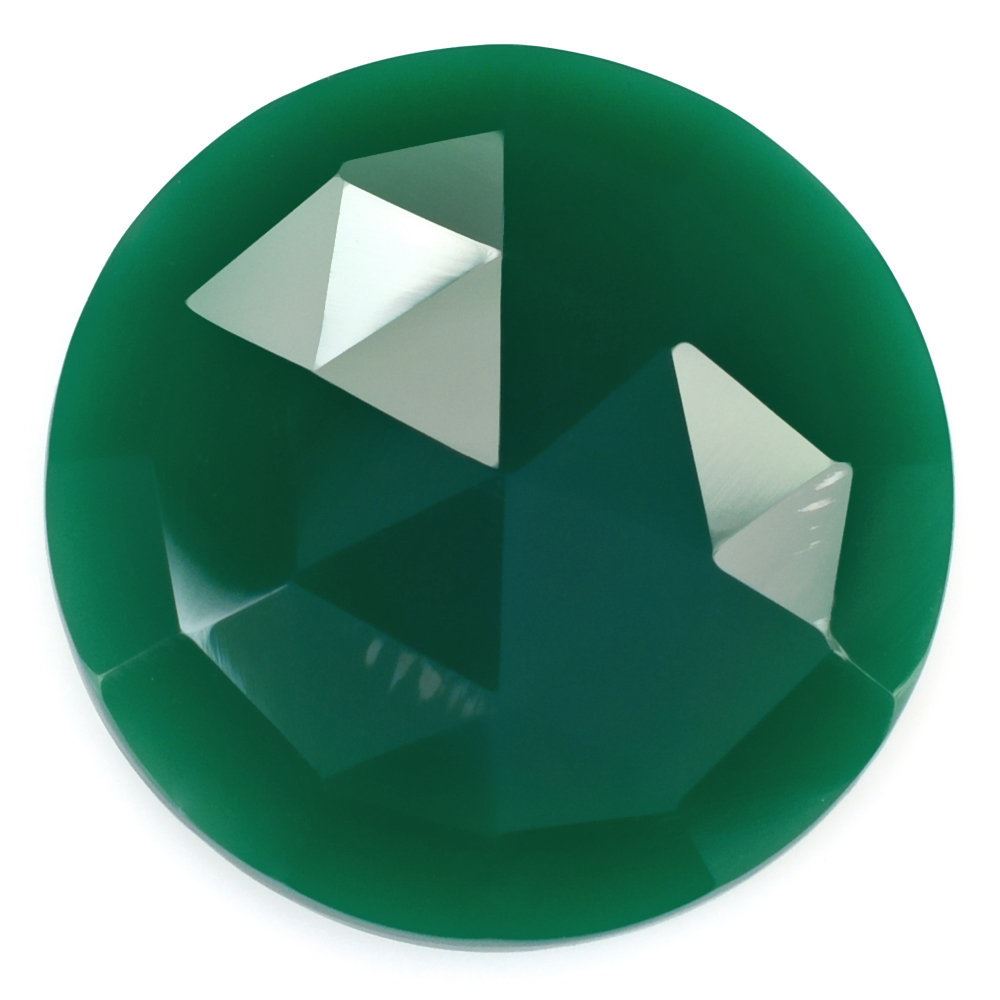 GREEN ONYX ROSE CUT ROUND CAB 18MM (MEDIUM/CLEAN) 10.09 Cts.