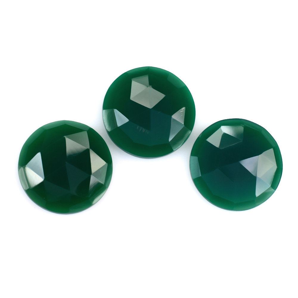 GREEN ONYX ROSE CUT ROUND CAB 18MM (MEDIUM/CLEAN) 10.09 Cts.