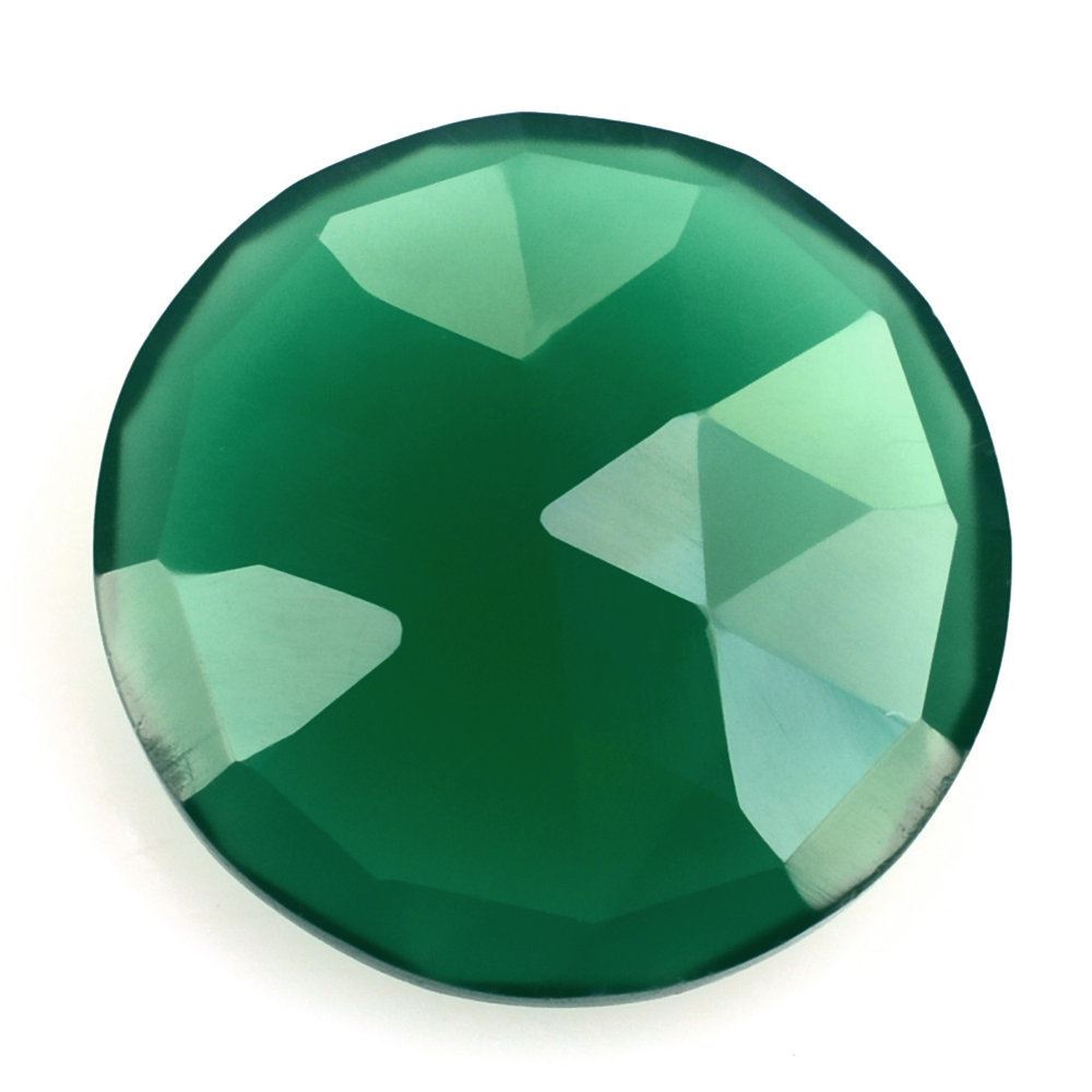 GREEN ONYX ROSE CUT BRIOLETTE ROUND 12MM 3.46 Cts.