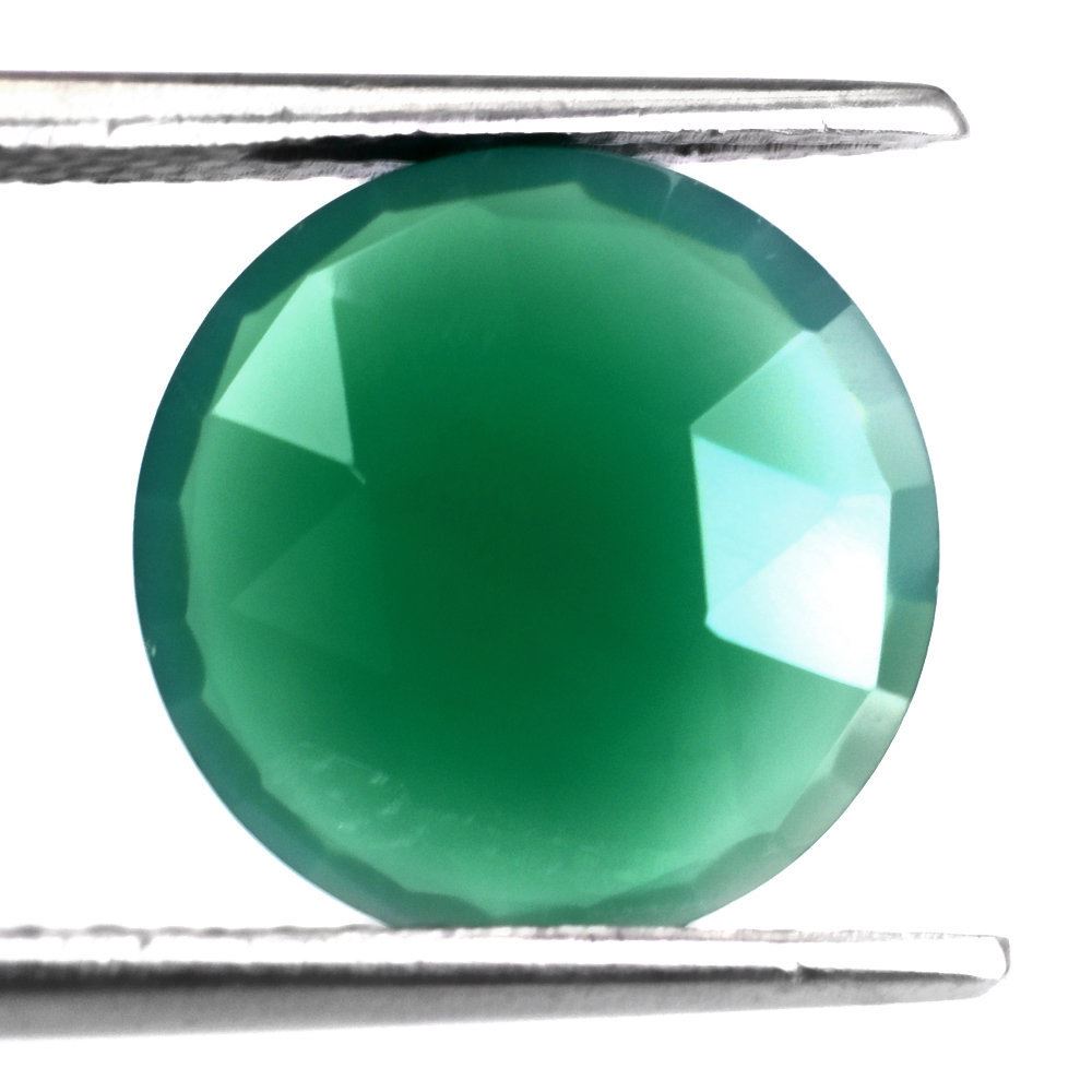 GREEN ONYX ROSE CUT BRIOLETTE ROUND 12MM 3.46 Cts.