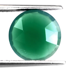 GREEN ONYX ROSE CUT BRIOLETTE ROUND 12MM 3.46 Cts.