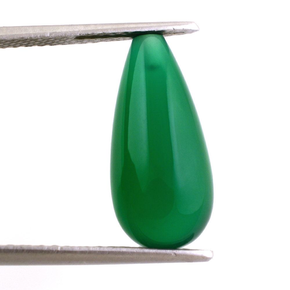 GREEN ONYX PLAIN DROPS (HALF DRILL) 19X9MM 10.03 Cts.