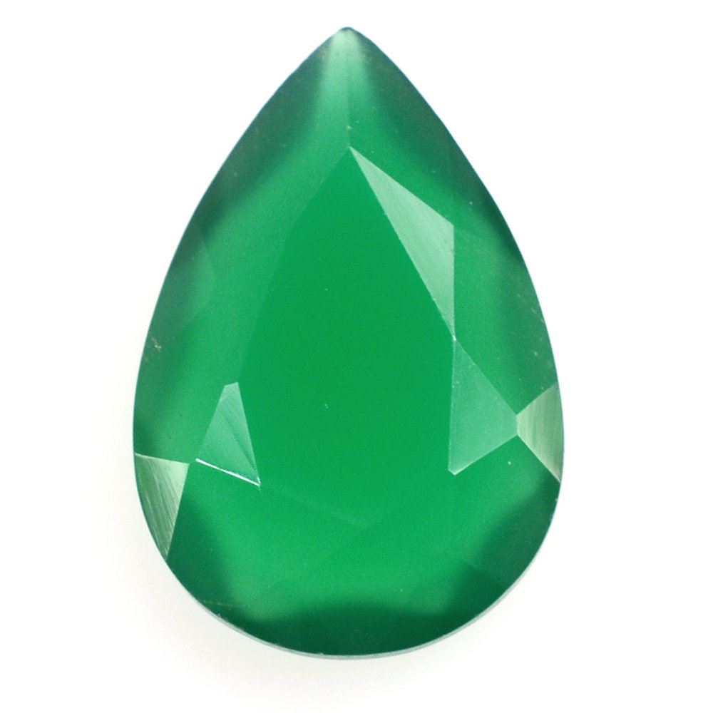 GREEN ONYX BOTH SIDE TABLE CUT PEAR 12X8MM 2.20 Cts.