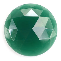 GREEN ONYX ROSE CUT ROUND CAB 18MM (DARK/CLEAN) 11.10 Cts.
