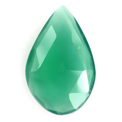 GREEN ONYX ROSE CUT BRIOLETTE IRREGULAR PEAR 16X10MM 3.42 Cts.