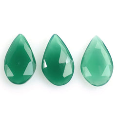 GREEN ONYX ROSE CUT BRIOLETTE IRREGULAR PEAR 16X10MM 3.42 Cts.