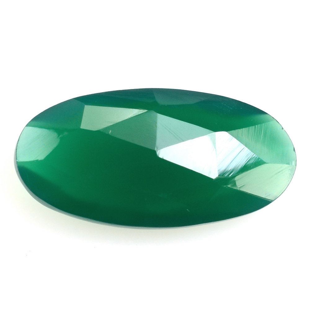 GREEN ONYX ROSE CUT BRIOLETTE OVAL 14X7MM 2.63 Cts.