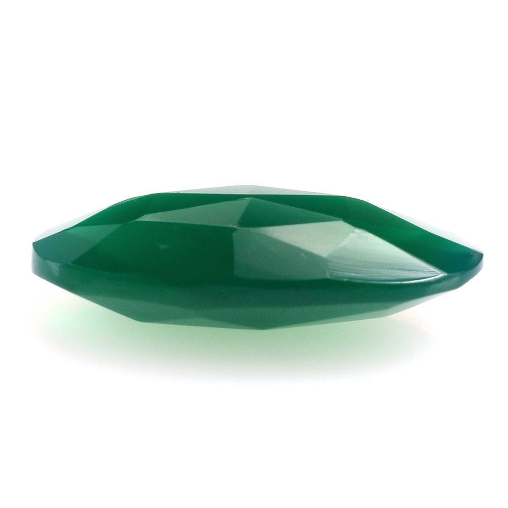 GREEN ONYX ROSE CUT BRIOLETTE OVAL 14X7MM 2.63 Cts.