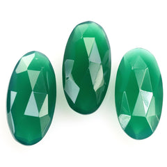 GREEN ONYX ROSE CUT BRIOLETTE OVAL 14X7MM 2.63 Cts.
