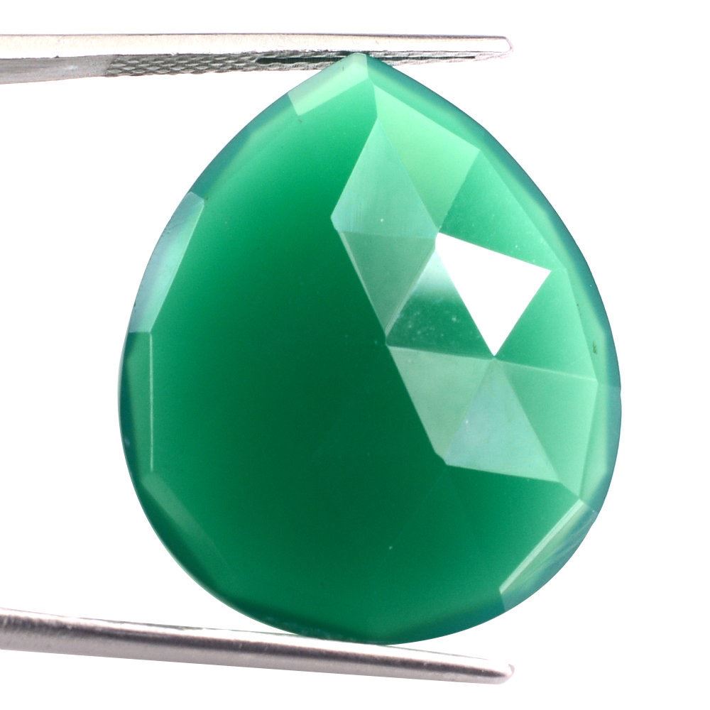 GREEN ONYX ROSE CUT BRIOLETTE PEAR 26X22MM 21.30 Cts.