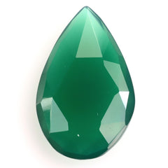 GREEN ONYX ROSE CUT BRIOLETTE IRREGULAR PEAR 16X10MM 3.35 Cts.