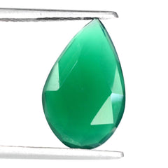 GREEN ONYX ROSE CUT BRIOLETTE IRREGULAR PEAR 16X10MM 3.35 Cts.