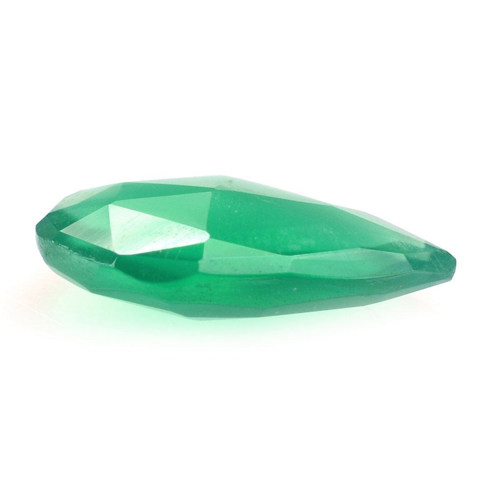 GREEN ONYX ROSE CUT BRIOLETTE PEAR 14X9MM 2.49 Cts.