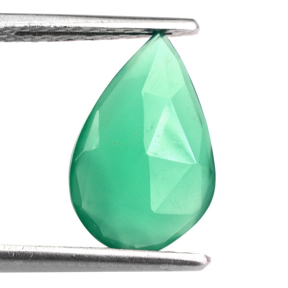 GREEN ONYX ROSE CUT BRIOLETTE PEAR 14X9MM 2.49 Cts.