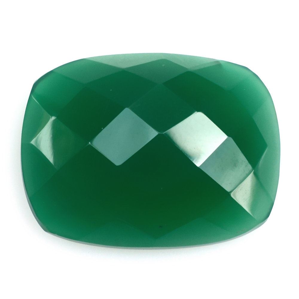 GREEN ONYX CHECKER CUSHION CAB 20X15MM 15.02 Cts.