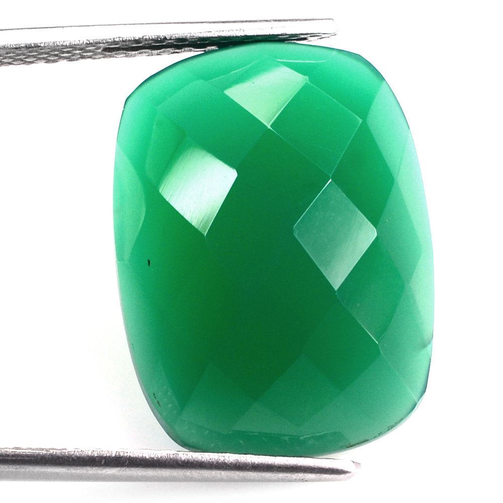 GREEN ONYX CHECKER CUSHION CAB 20X15MM 15.02 Cts.