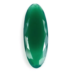GREEN ONYX BOTH SIDE TABLE CUT OVAL 35X13MM (DARK/CLEAN) 13.23 Cts.