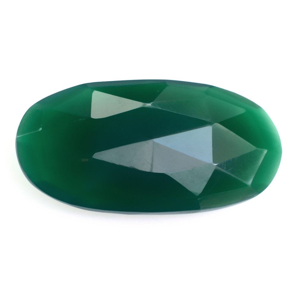 GREEN ONYX ROSE CUT BRIOLETTE OVAL 20X10MM 5.95 Cts.