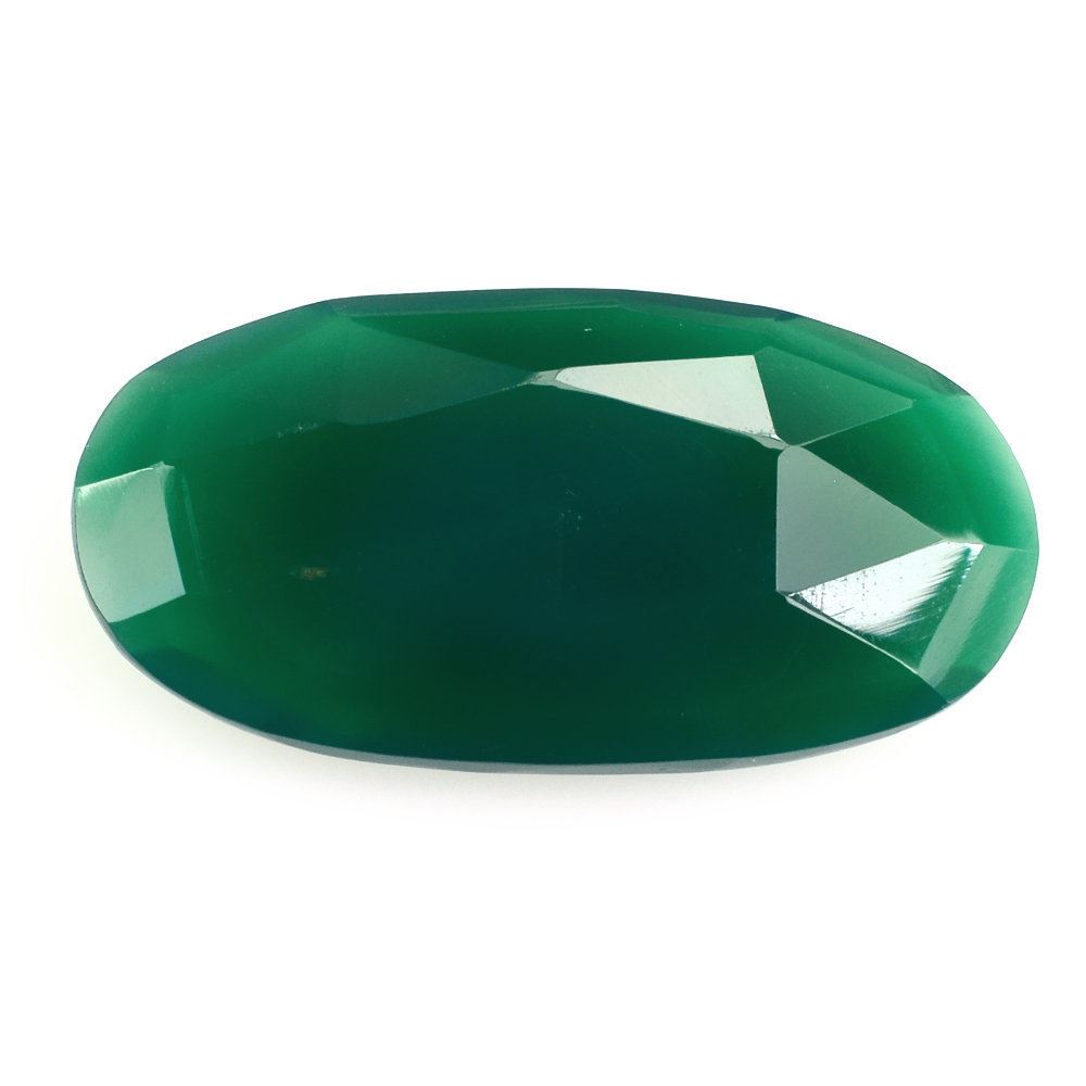 GREEN ONYX ROSE CUT BRIOLETTE OVAL 20X10MM 5.95 Cts.