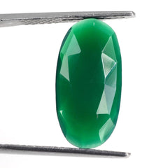 GREEN ONYX ROSE CUT BRIOLETTE OVAL 20X10MM 5.95 Cts.