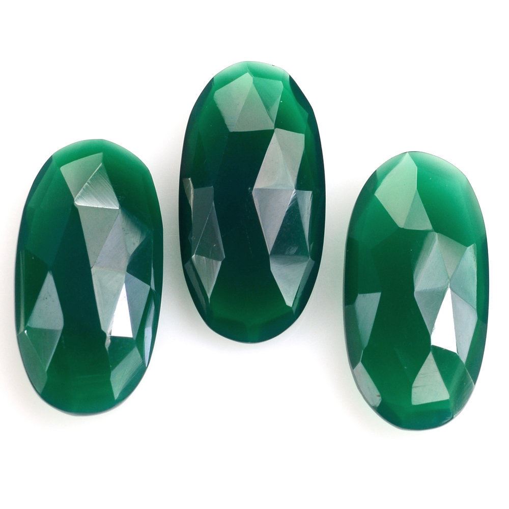 GREEN ONYX ROSE CUT BRIOLETTE OVAL 20X10MM 5.95 Cts.