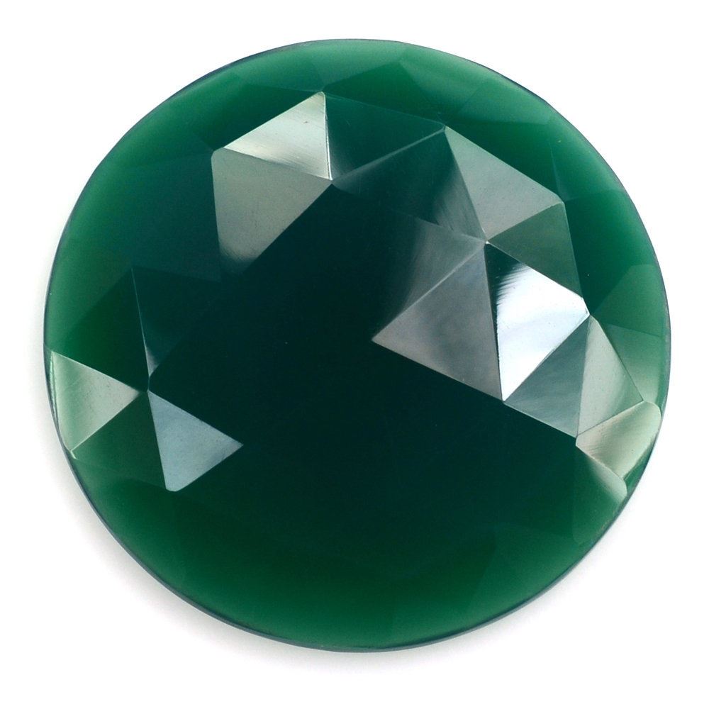 GREEN ONYX ROSE CUT ROUND CAB 30MM 40.58 Cts.