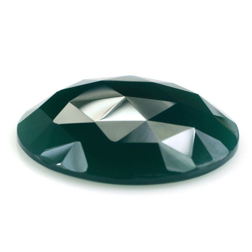 GREEN ONYX ROSE CUT ROUND CAB 30MM 40.58 Cts.