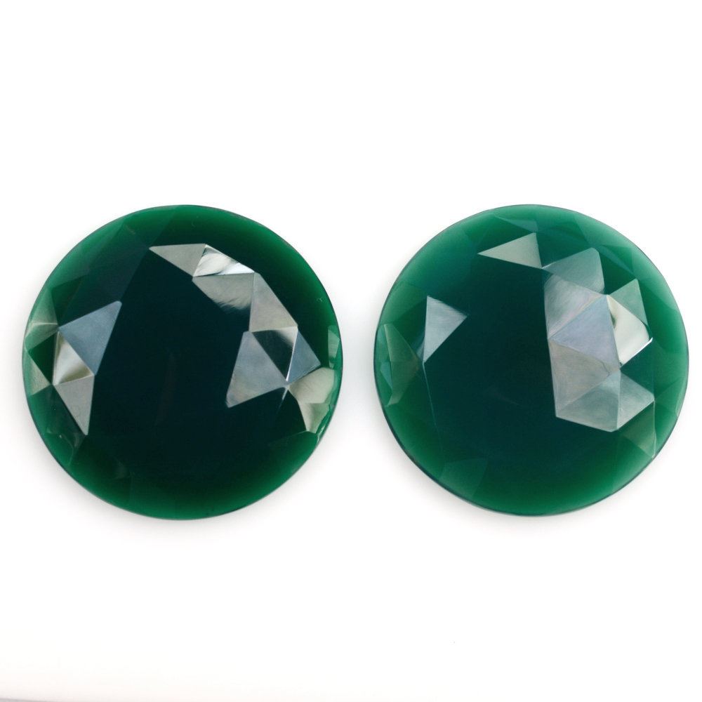 GREEN ONYX ROSE CUT ROUND CAB 30MM 40.58 Cts.