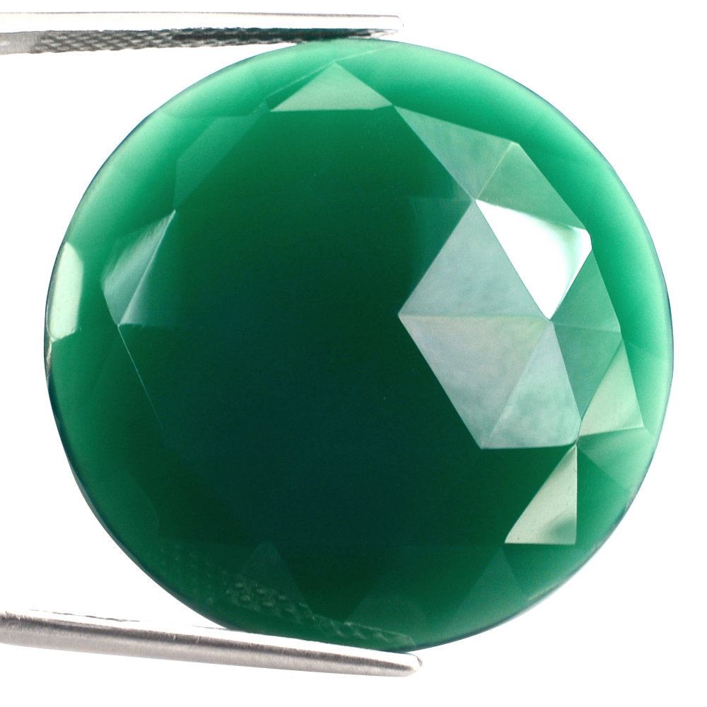 GREEN ONYX ROSE CUT ROUND CAB 30MM 40.58 Cts.
