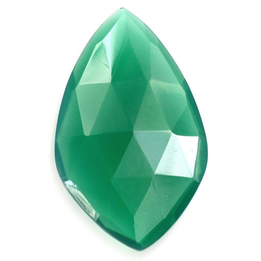 GREEN ONYX ROSE CUT BRIOLETTE IRREGULAR SHIELD 28X17MM 12.61 Cts.