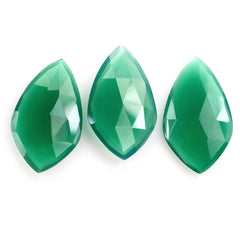 GREEN ONYX ROSE CUT BRIOLETTE IRREGULAR SHIELD 28X17MM 12.61 Cts.