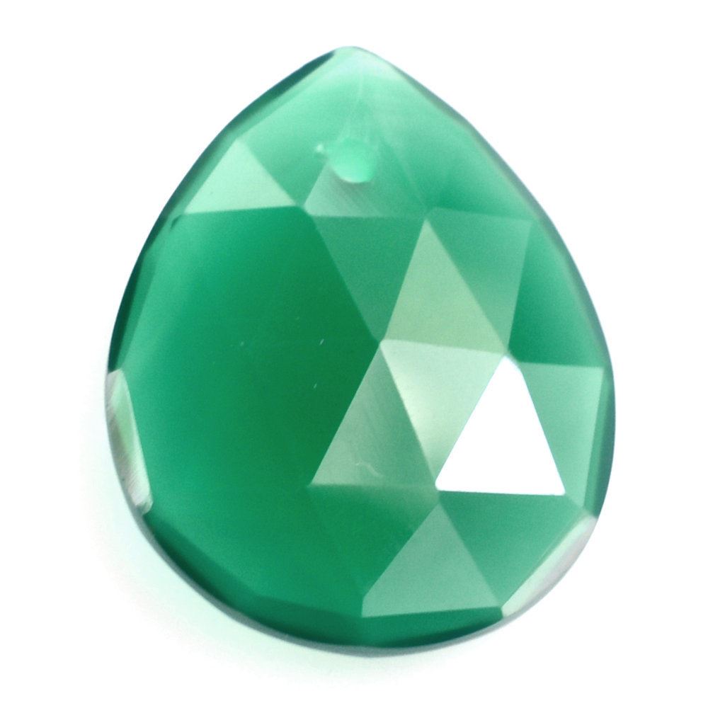 GREEN ONYX ROSE CUT BRIOLETTE PEAR (FULL DRILL) 18X14.50MM 6.97 Cts.
