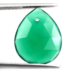GREEN ONYX ROSE CUT BRIOLETTE PEAR (FULL DRILL) 18X14.50MM 6.97 Cts.