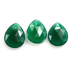 GREEN ONYX ROSE CUT BRIOLETTE PEAR (FULL DRILL) 18X14.50MM 6.97 Cts.