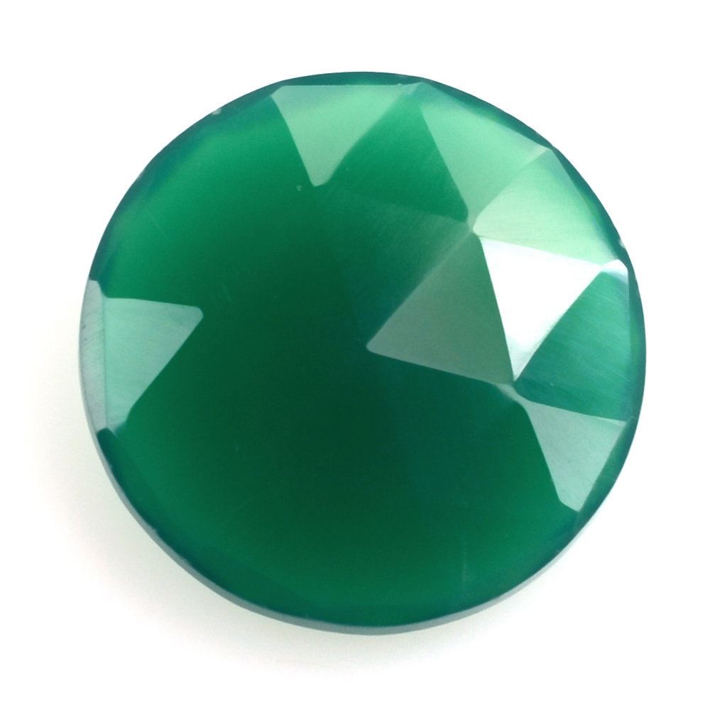 GREEN ONYX ROSE CUT BRIOLETTE ROUND 12MM 3.51 Cts.