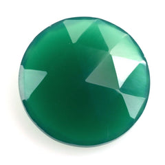 GREEN ONYX ROSE CUT BRIOLETTE ROUND 12MM 3.51 Cts.