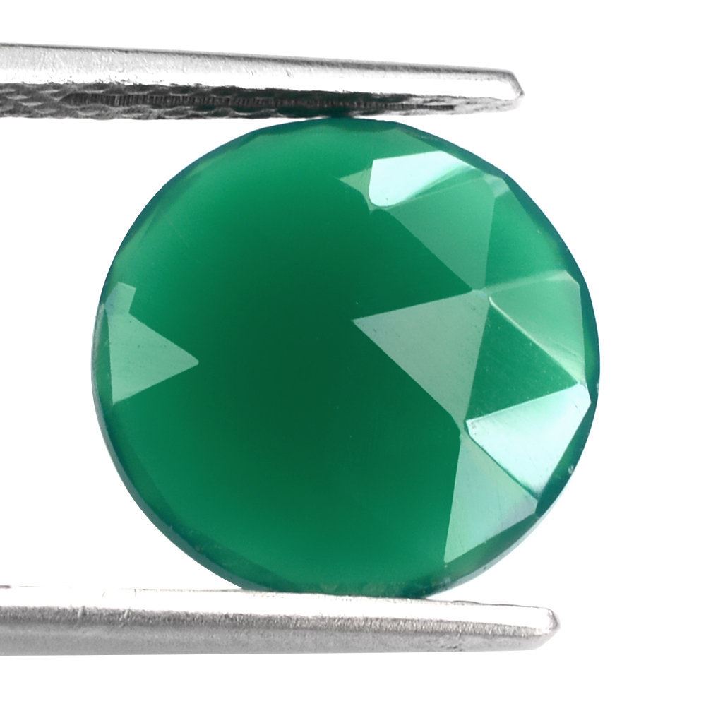 GREEN ONYX ROSE CUT BRIOLETTE ROUND 12MM 3.51 Cts.