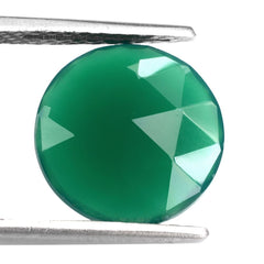GREEN ONYX ROSE CUT BRIOLETTE ROUND 12MM 3.51 Cts.