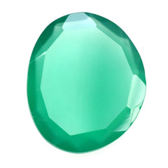 GREEN ONYX STEP CUT BACK IRREGULAR OVAL 12X10MM 2.80 Cts.