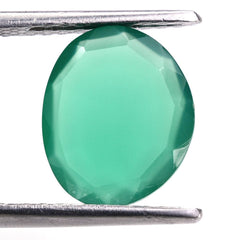 GREEN ONYX STEP CUT BACK IRREGULAR OVAL 12X10MM 2.80 Cts.