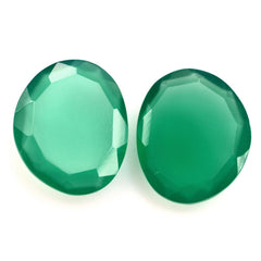 GREEN ONYX STEP CUT BACK IRREGULAR OVAL 12X10MM 2.80 Cts.