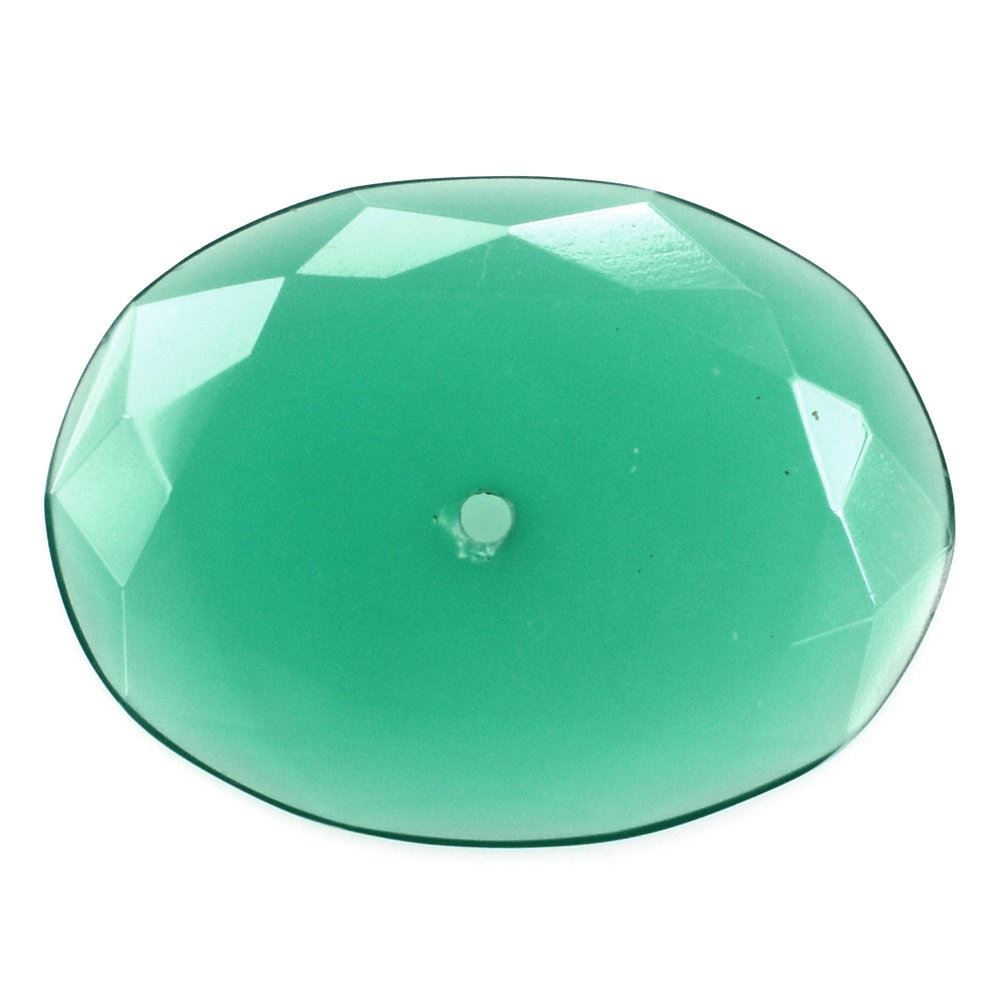 GREEN ONYX TABLE CUT OVAL CAB (FLAT) (FULL DRILL 1.00MM) 17.50X13MM 3.04 Cts.
