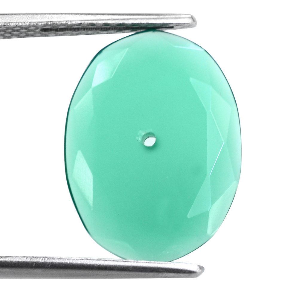 GREEN ONYX TABLE CUT OVAL CAB (FLAT) (FULL DRILL 1.00MM) 17.50X13MM 3.04 Cts.