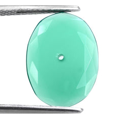GREEN ONYX TABLE CUT OVAL CAB (FLAT) (FULL DRILL 1.00MM) 17.50X13MM 3.04 Cts.