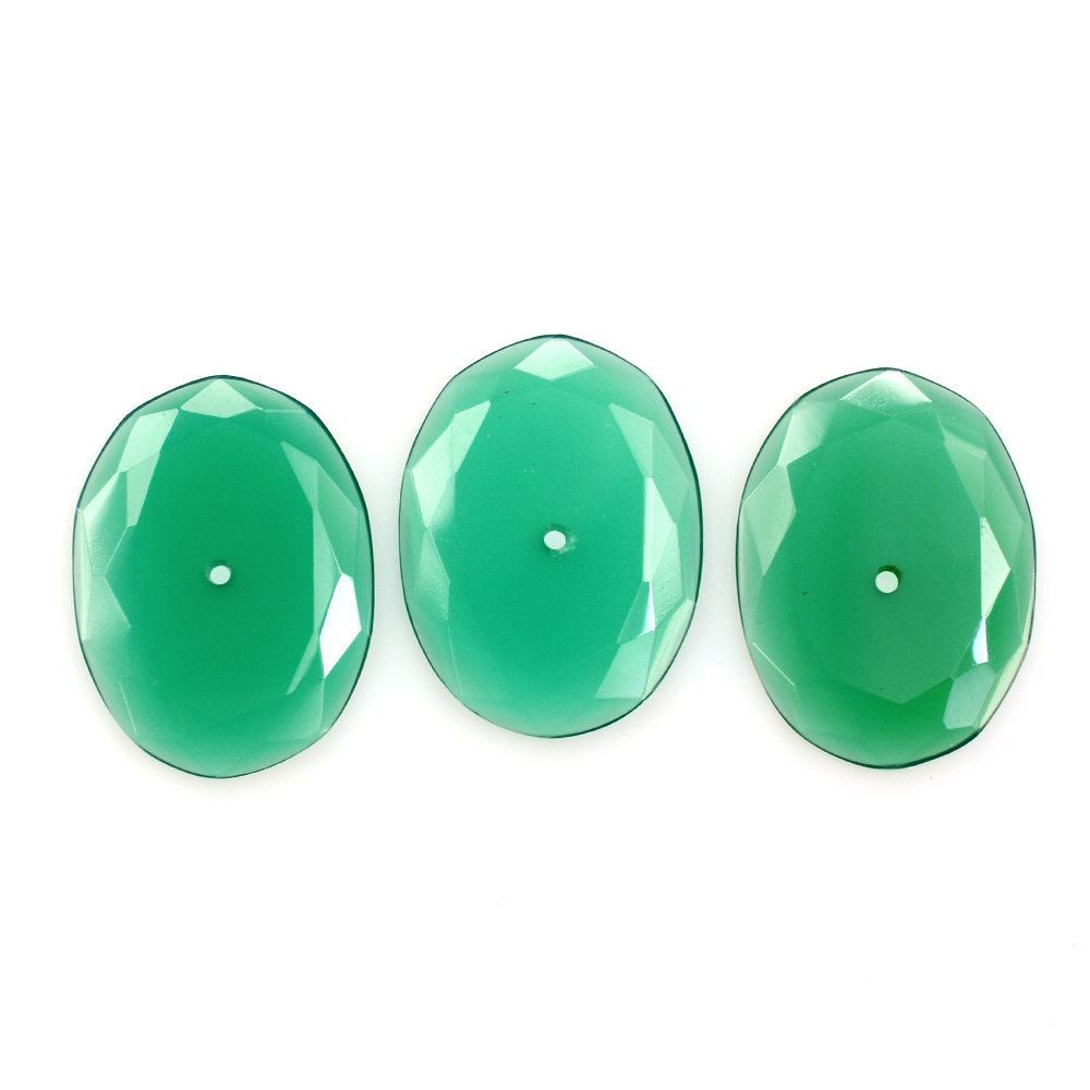 GREEN ONYX TABLE CUT OVAL CAB (FLAT) (FULL DRILL 1.00MM) 17.50X13MM 3.04 Cts.