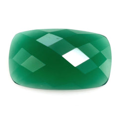 GREEN ONYX CHECKER CUT CUSHION CAB 15X9MM 3.48 Cts.